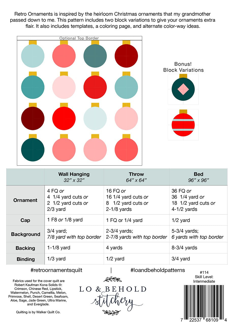 Retro Ornaments Quilt Pattern by Lo & Behold Stitchery