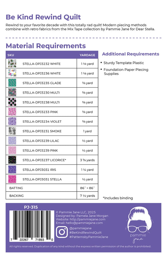 Rewind Be Kind FPP Quilt Pattern by Pammie Jane