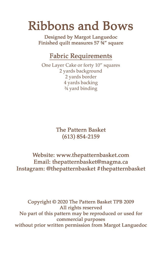 Ribbons and Bows Quilt Pattern by The Pattern Basket