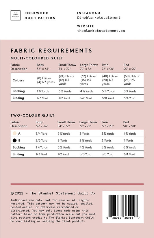 Rockwood Quilt Pattern # TBS-014 - Special Order