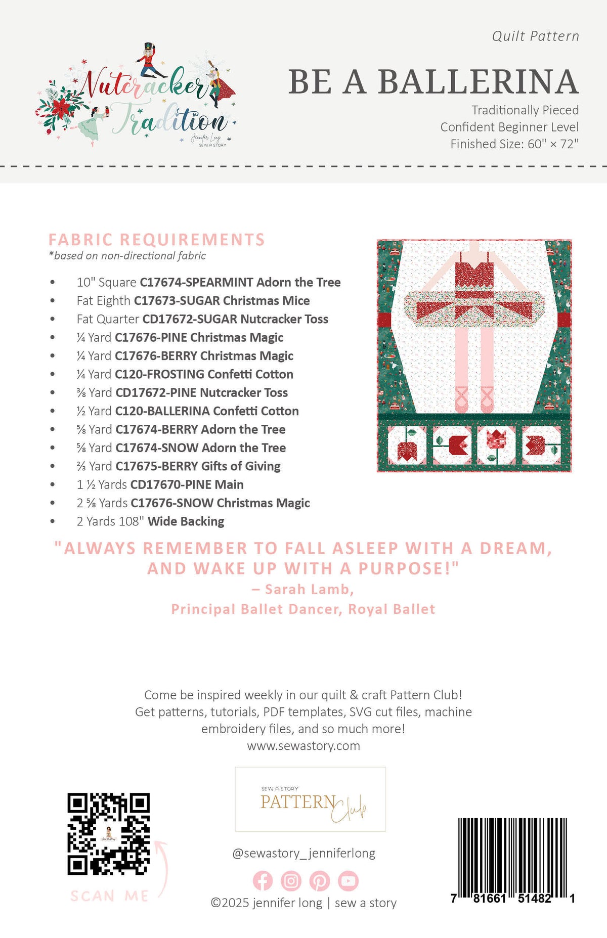 Be A Ballerina Quilt Pattern by Sew A Story