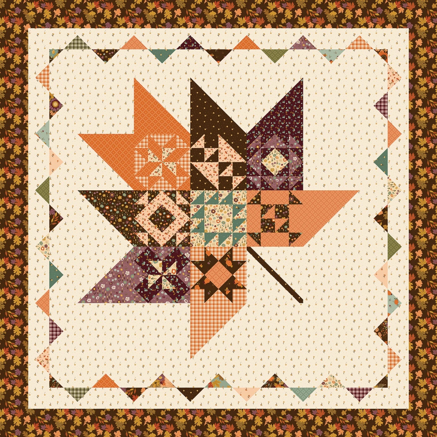 Awe of Autumn by Sandy Gervais - Pressed Leaves Quilt Front