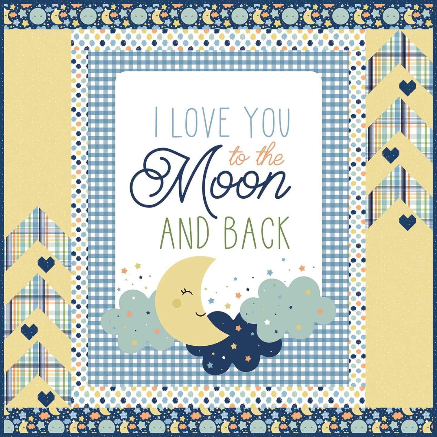 Love You To The Moon by Echo Park : Love You To The Moon Blue Quilt Top