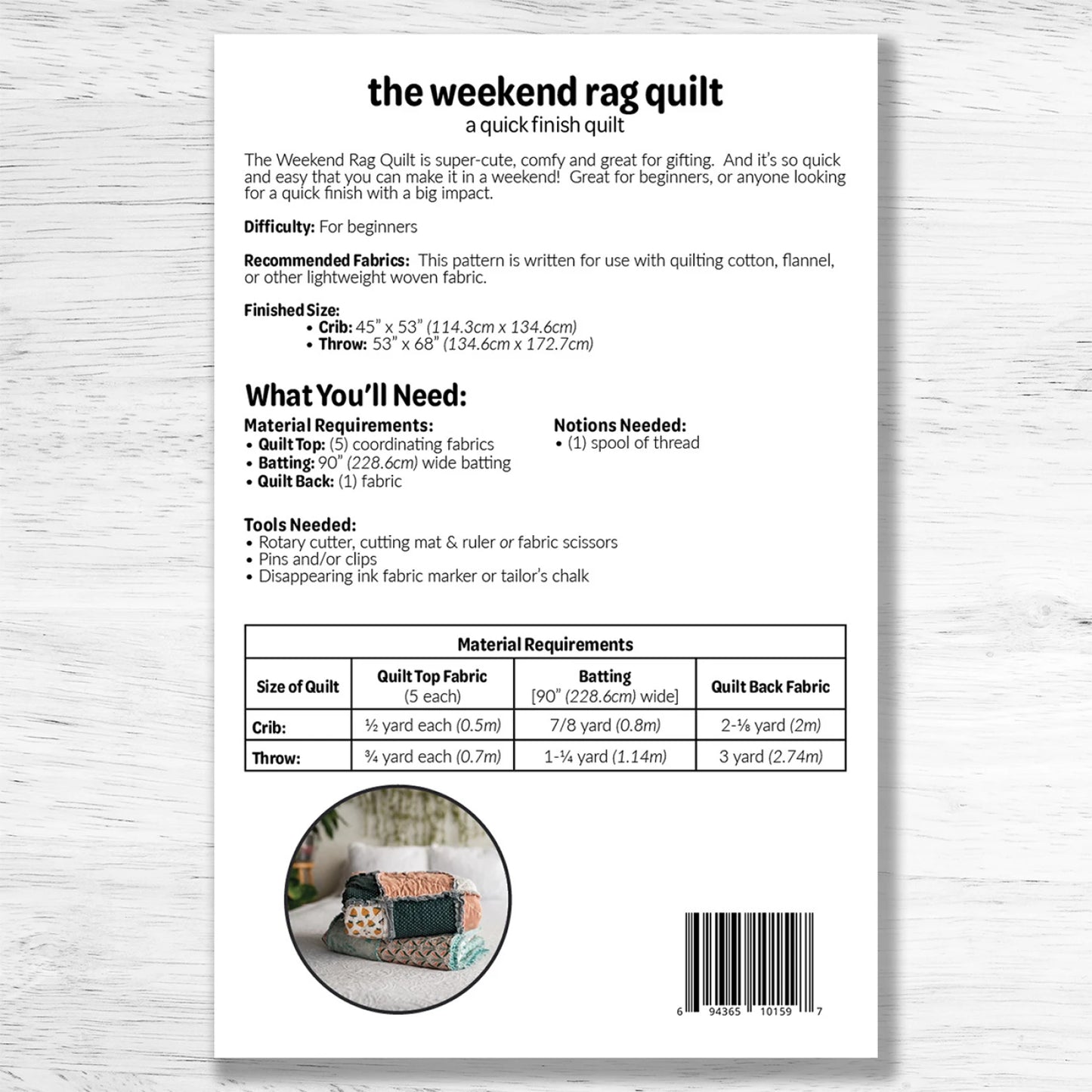 Weekend Rag Quilt Pattern by Studio M Squared
