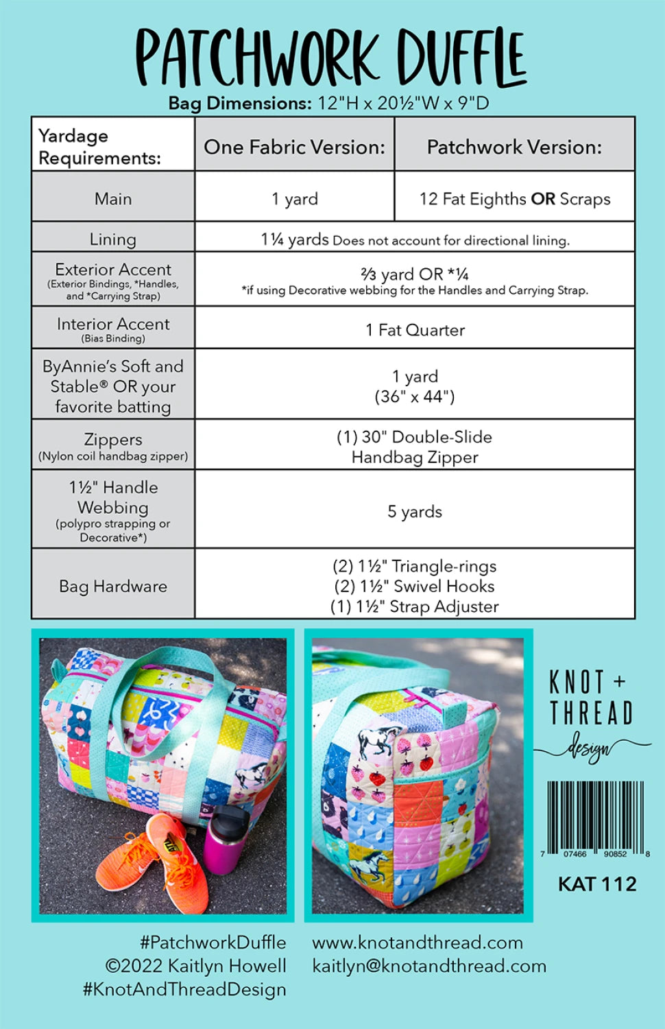 Saltwater by Cathe Holden : Patchwork Duffle Kit - One Fabric Version