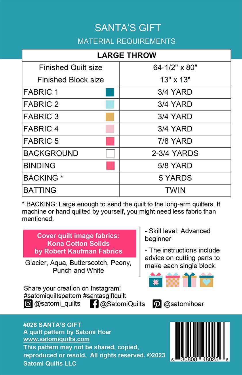 Santas Gift Quilt Pattern by Satomi Quilts
