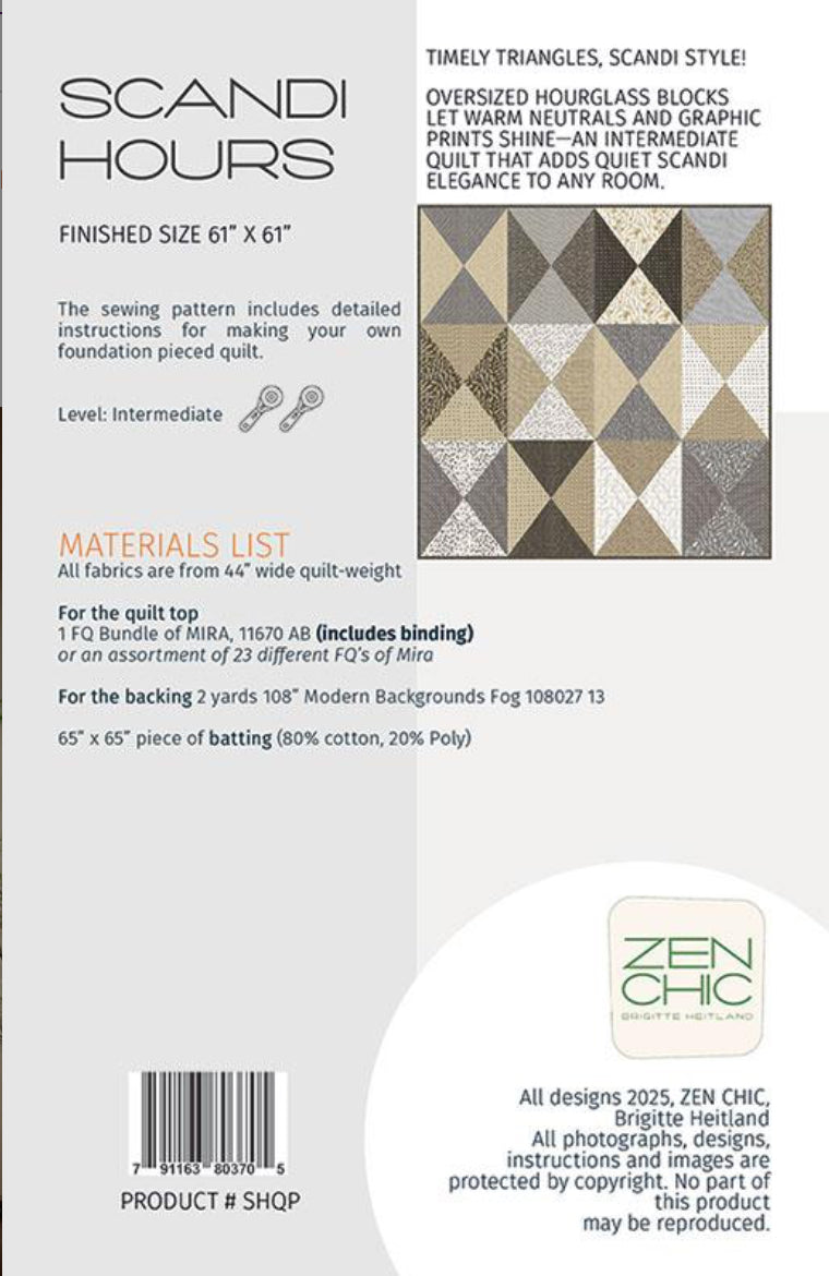 Scandi Hours Quilt Pattern by Zen Chic