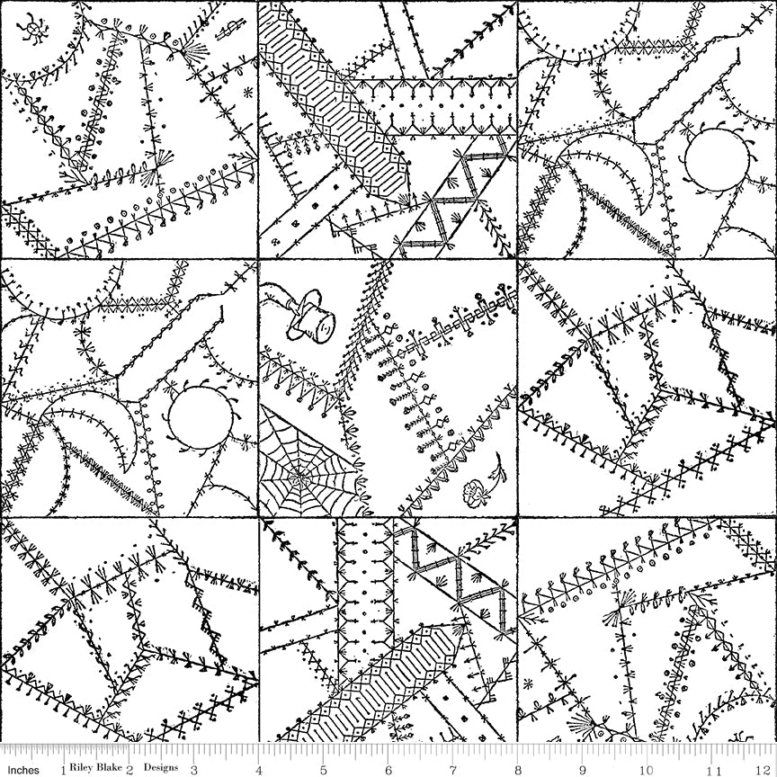 Scary Scraps by J. Wecker-Frisch : Crazy Patchwork White C17604-WHITE