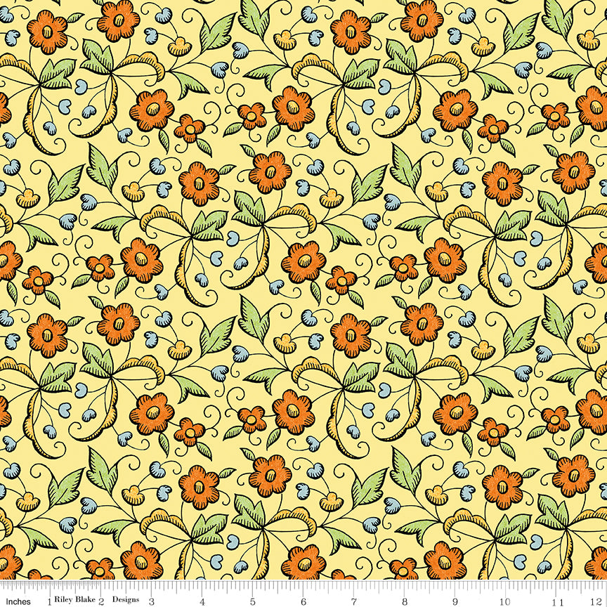 Scary Scraps by J. Wecker-Frisch : Fall Floral Yellow C17608-YELLOW