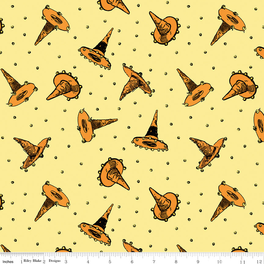 Scary Scraps by J. Wecker-Frisch : Festive Hat Toss Yellow C17605-YELLOW