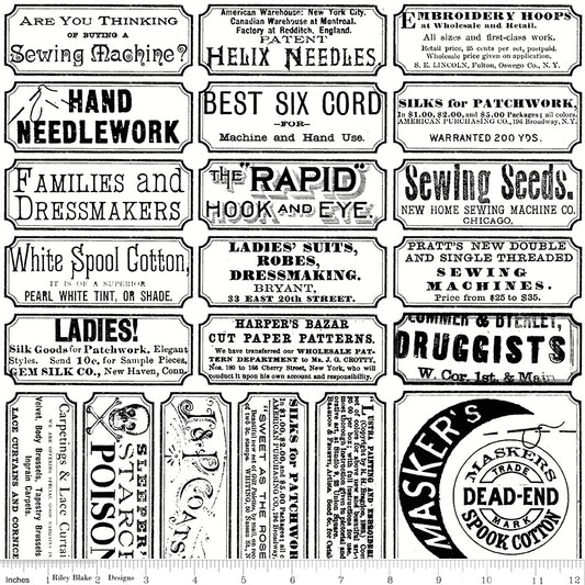 Scary Scraps by J. Wecker-Frisch : Scary Sew Labels White C17603-WHITE