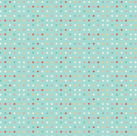 Mushroom Blooms by Poppie Cotton : Polkie Dots Teal (Estimated Ship Date Aug. 2024)