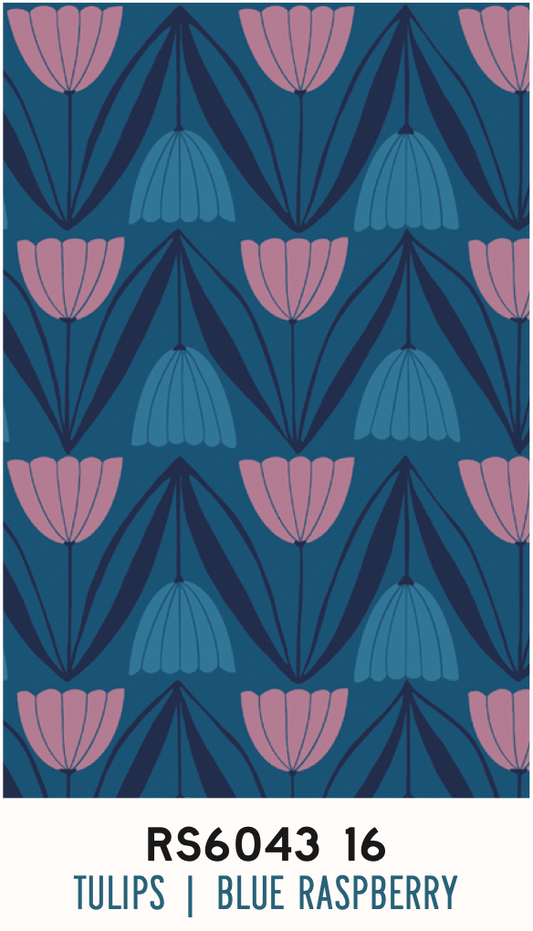Endpaper by Jen Hewett  -  Tulips Blue Raspberry RS6043 16