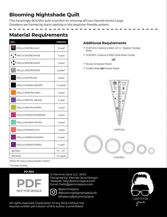 Blooming Nightshade Quilt Pattern by Pammie Jane