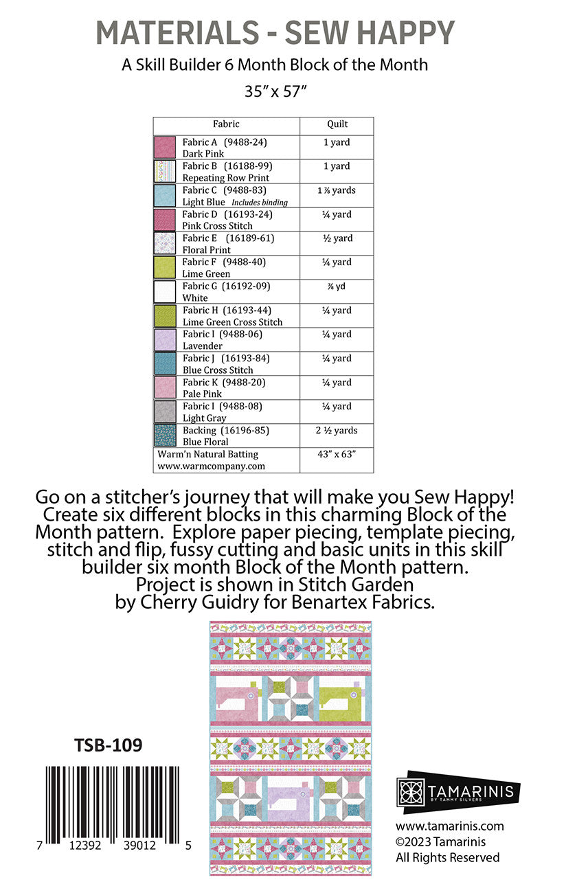 Sew Happy Block of the Month Quilt Pattern by Tamarinis