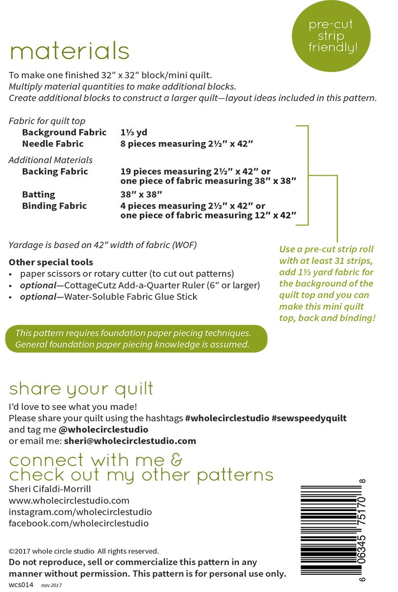 Sew Speedy Mini Quilt by Whole Circle Studio