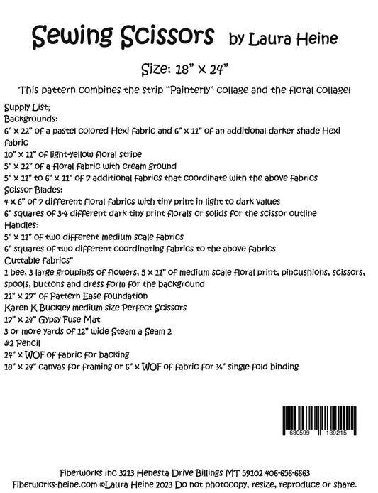 Sewing Scissors Collage Pattern by Laura Heine # FWLHSS - Special Order