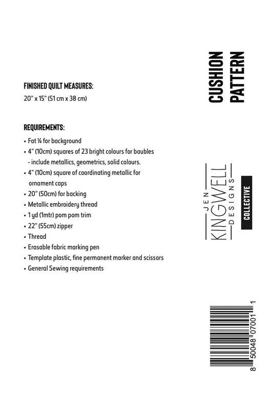 Shiny Bright Christmas Cushion Pattern by Jen Kingwell Designs - Special Order