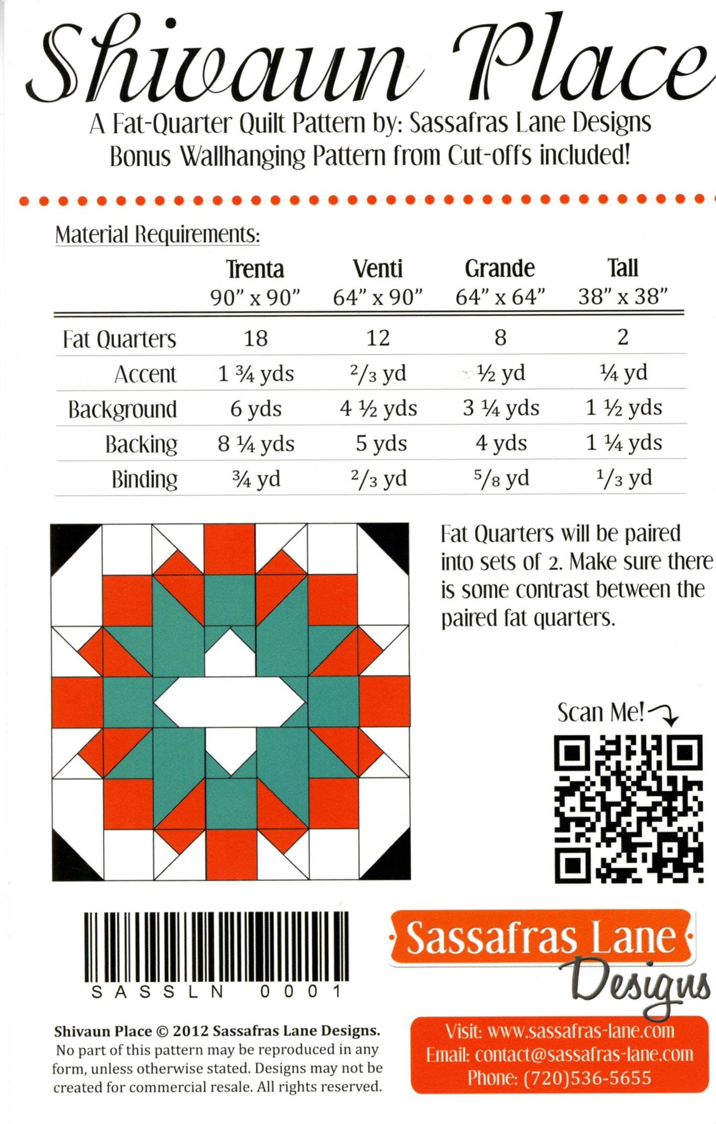 Shivaun Place Quilt Pattern by Sassafras Lane - Special Order