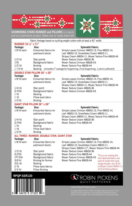 Showering Stars Table Runner and Pillows