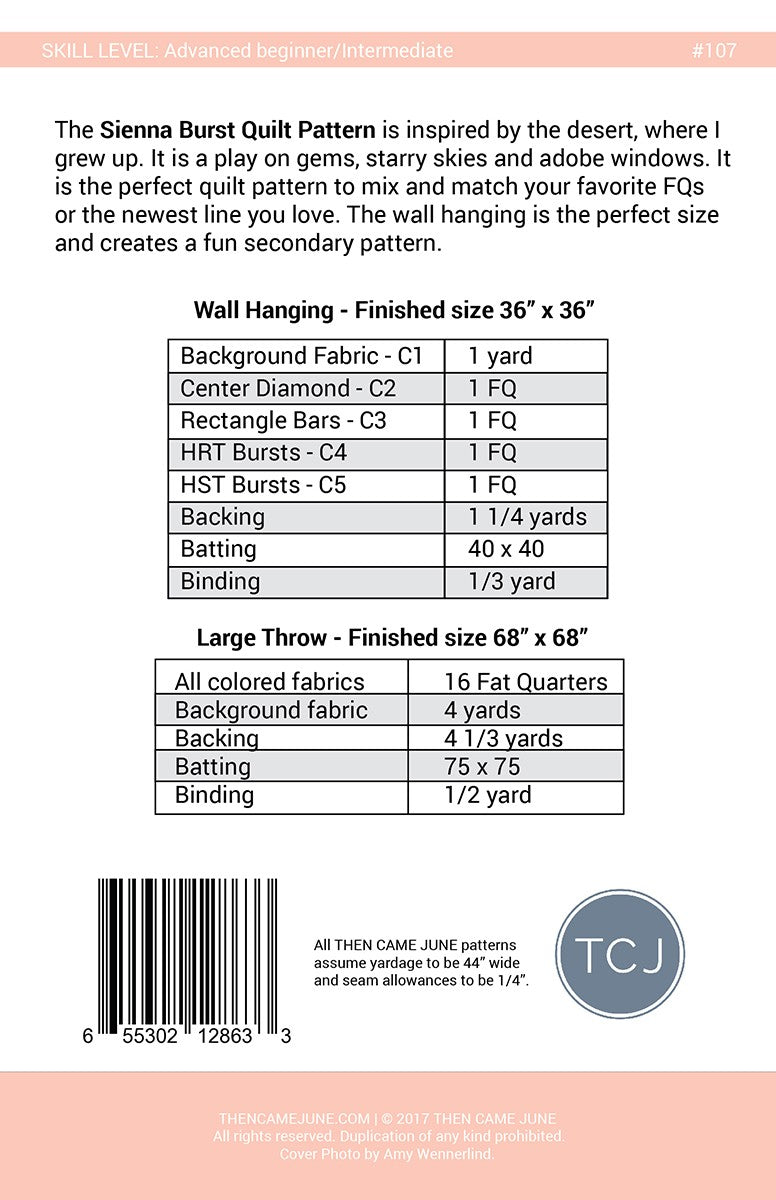 Sienna Burst Quilt Pattern by Then Came June