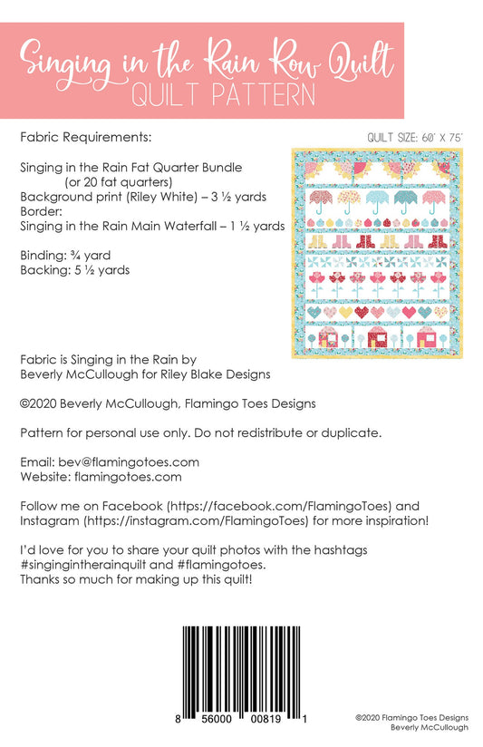 Singing in the Rain Row Quilt # FT-8207 - Special Order