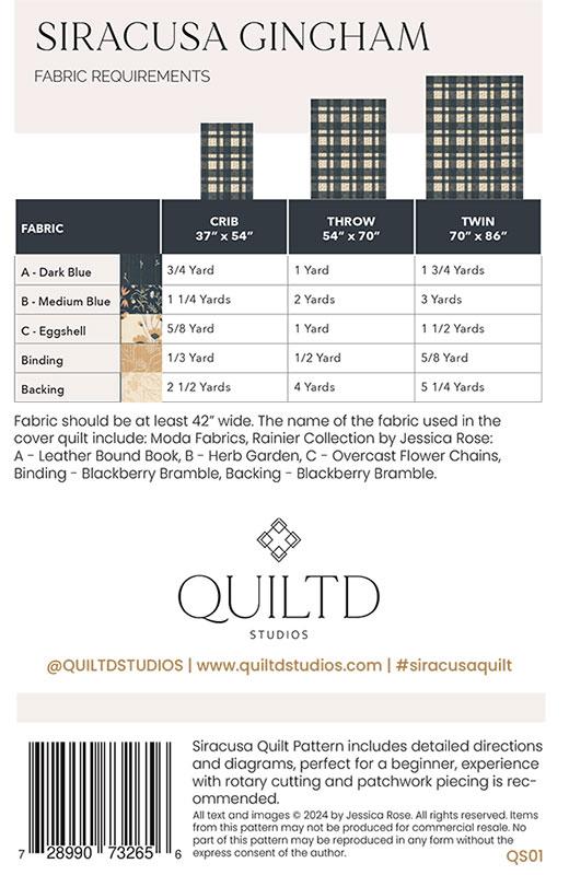 Siracusa Gingham Quilt Pattern by Quiltd Studios