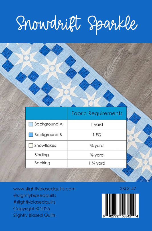 Snowdrift Sparkle Table Runner Pattern by Slightly Biased Quilts
