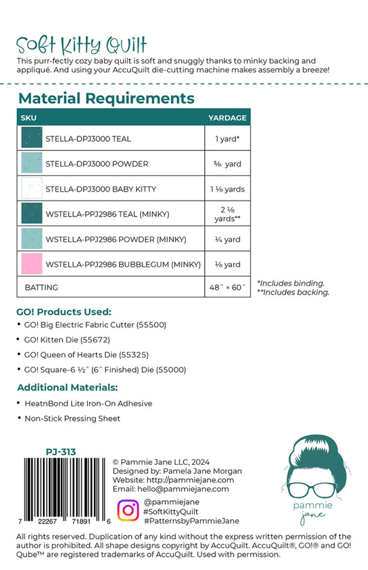 Soft Kitty Quilt Pattern by Pammie Jane