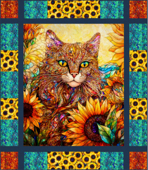 Sonny in the Sunflowers by Peggy Collins : Sonny Quilt Front Shop Sample