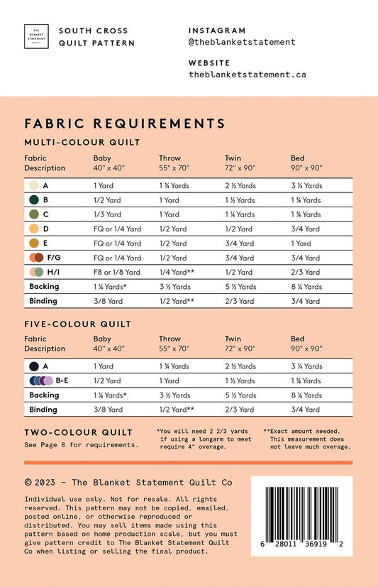 South Cross Quilt Pattern # TBS-019 - Special Order