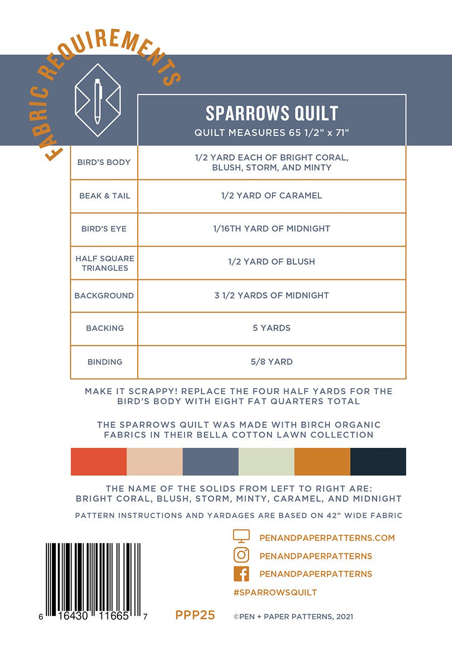 Sparrows Quilt Pattern by Pen + Paper Patterns