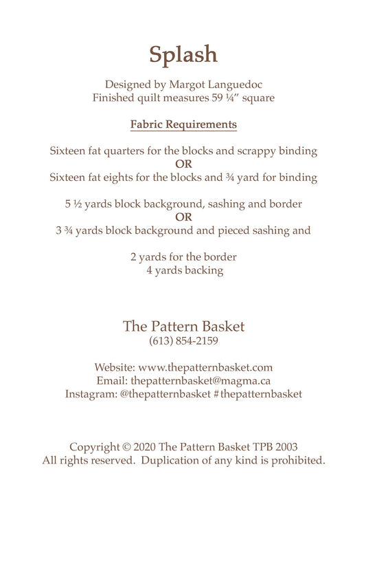 Splash Quilt Pattern by The Pattern Basket