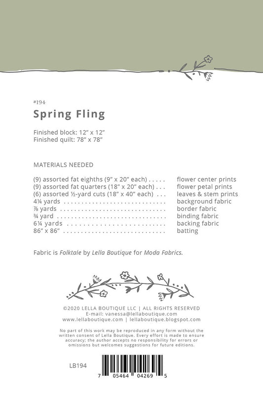 Spring Fling Quilt Pattern by Lella Boutique