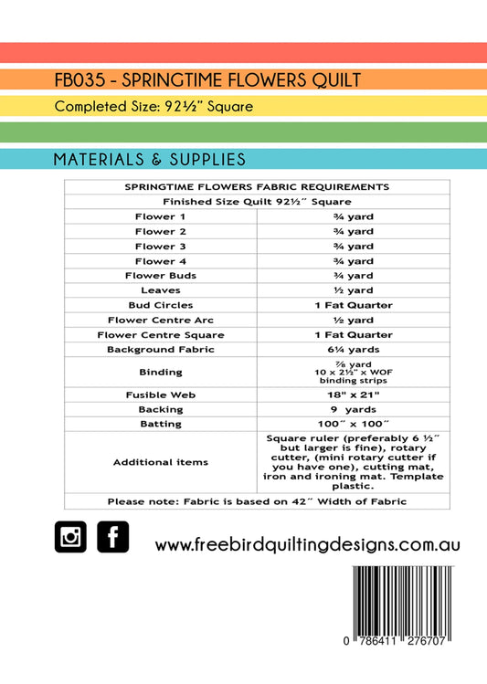 Springtime Flowers Quilt Pattern by Free Bird Quilting Designs
