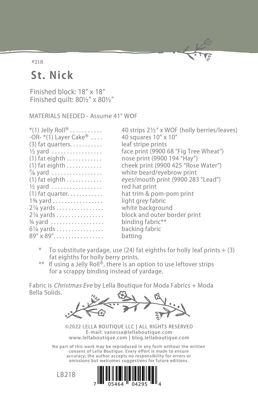 St. Nick Quilt Pattern by Lella Boutique