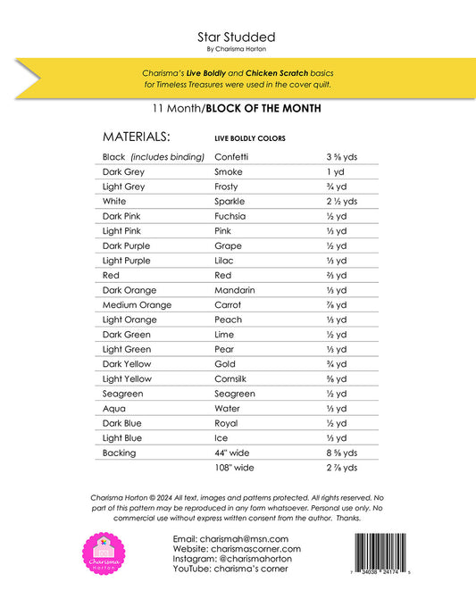 Star Studded Block of the Month # CH-489 - Special Order