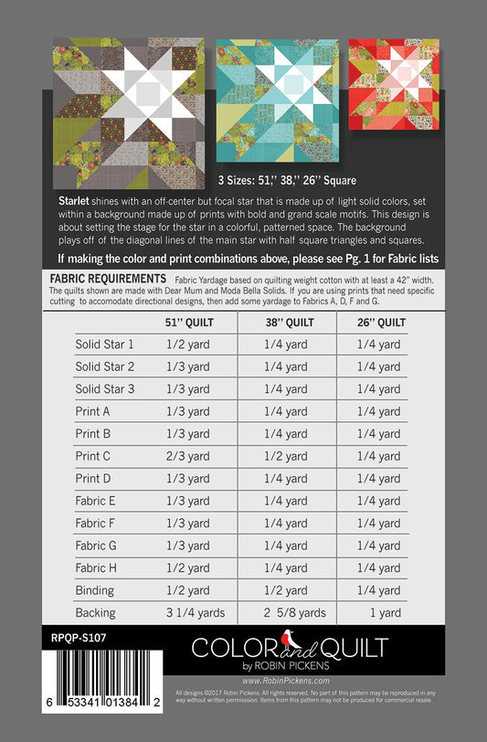 Starlet Quilt Pattern by Robin Pickens