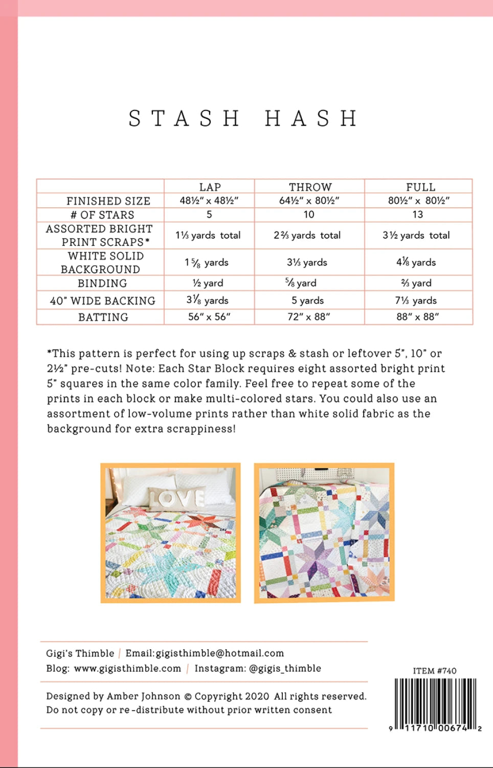 Stash Hash Quilt Pattern by Gigi's Thimble