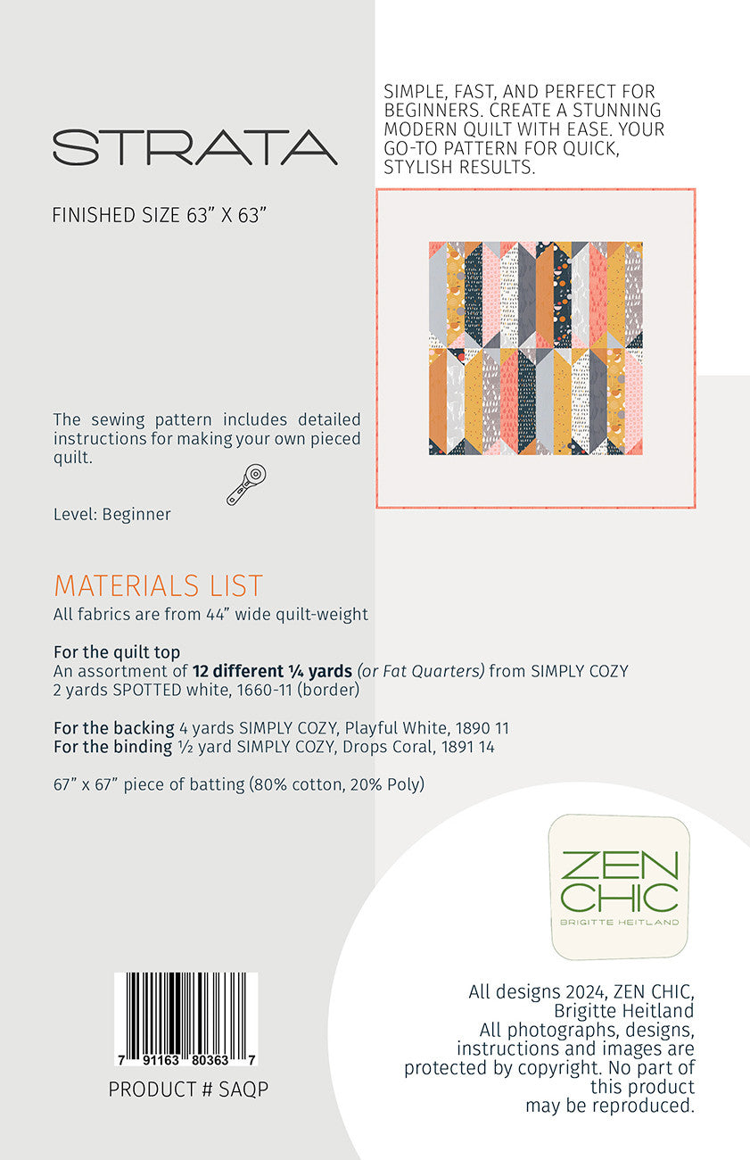 Strata Quilt Pattern by Zen Chic