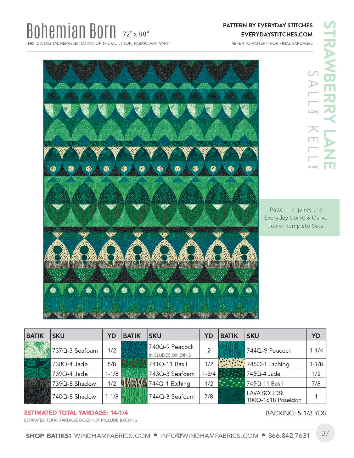 Strawberry Lane by Sally Kelly : Bohemian Born Quilt Kit
