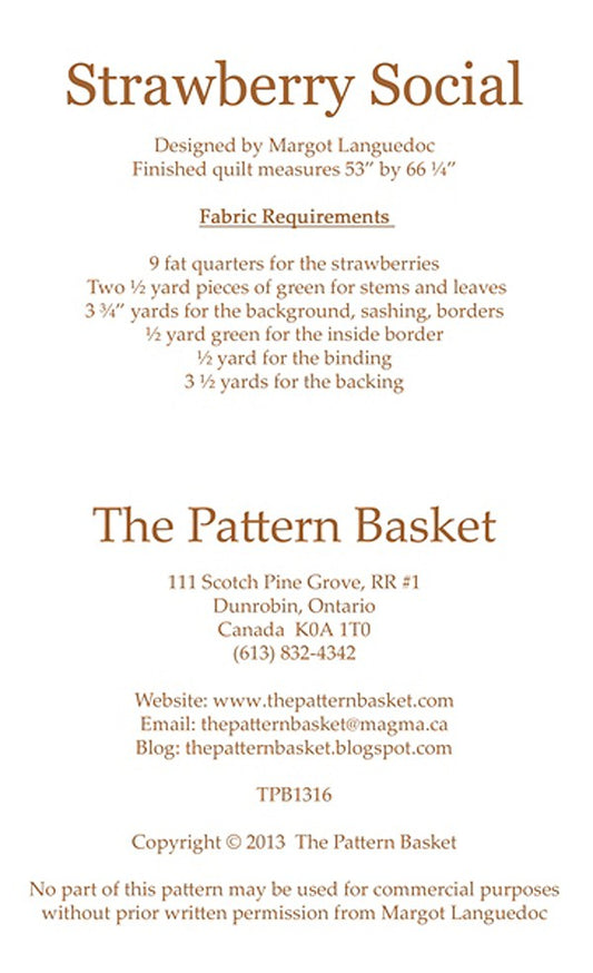 Strawberry Social Quilt Pattern by The Pattern Basket