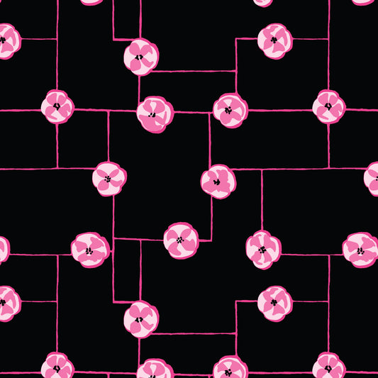 Summer Sun by Vera® : Floral Grid Black 228817 (Estimated Arrival November 2025)