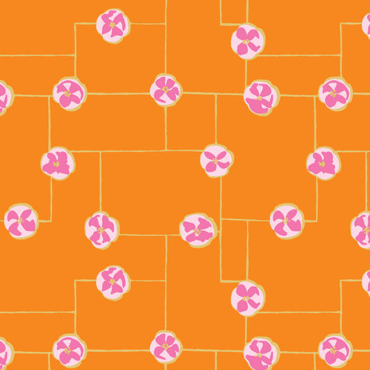 Summer Sun by Vera® : Floral Grid Orange 228818 (Estimated Arrival November 2025)