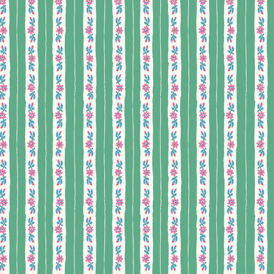Summer's End by Emily Taylor : Rosy Ribbon Stripe Green 229745