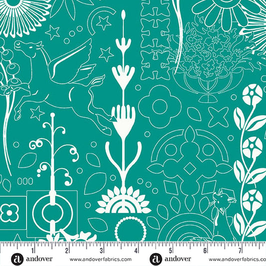 Sun Print 2025 by Alison Glass - Peacock Cameo A-1319-G