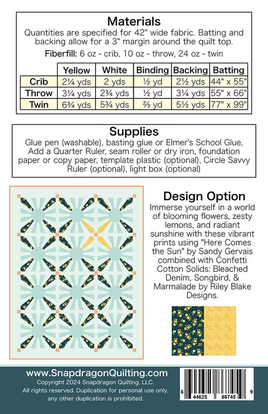 Sunshine Puff Quilt Pattern # SDQ-67459 - Special Order