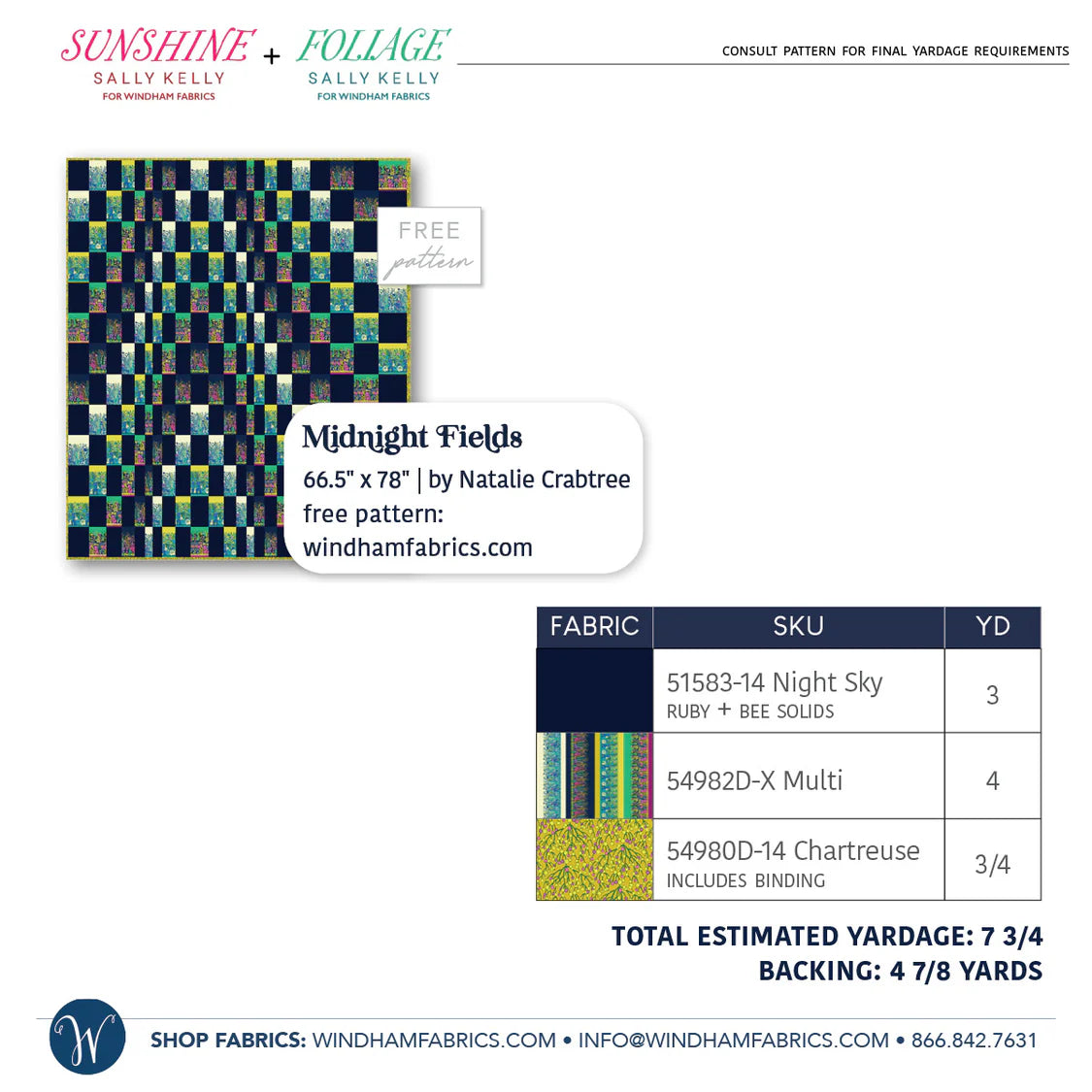 Sunshine by Sally Kelly : Midnight Fields Quilt Kit