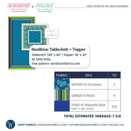 Sunshine by Sally Kelly : Sunshine Tablecloth & Topper Kit