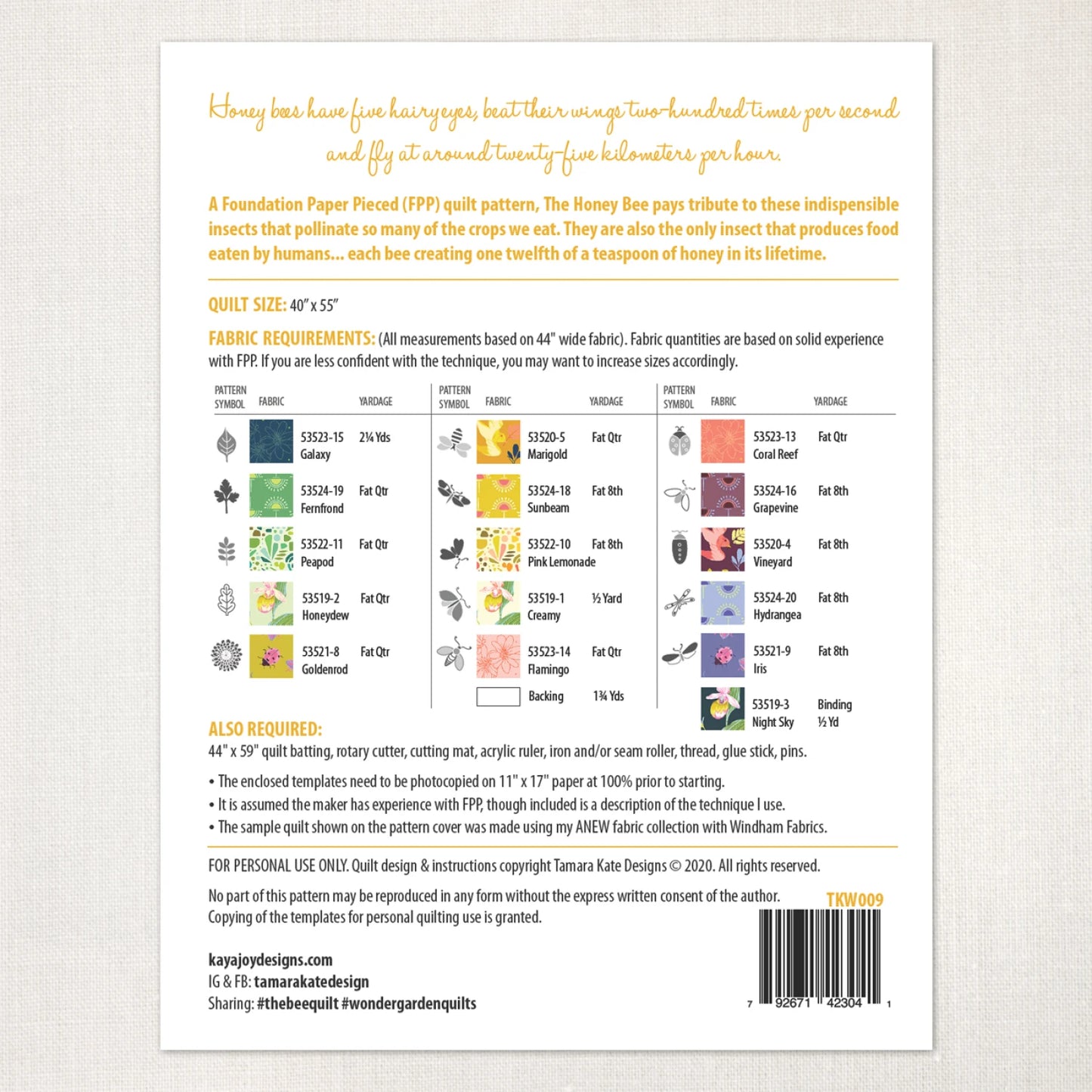 Sunshine by Sally Kelly : The Honey Bee Quilt Kit